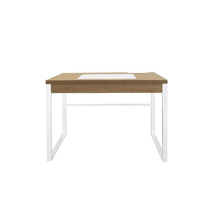 bureau - ac-déco - 100 x 50,3 x 74 cm - bois et métal - 1 tiroir - blanc