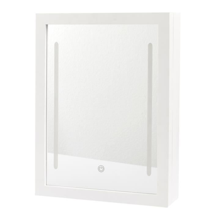 supports & rangements - armoire murale - miroir led - l 30,4 cm x l 8,6 cm x h 40 cm - blanc