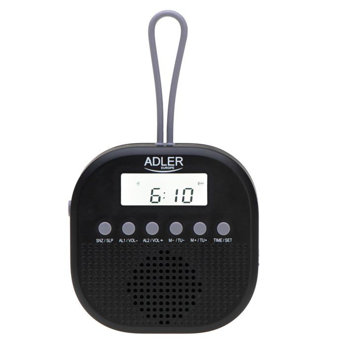 Radio de Salle de Bain - ADLER - AD 1912 - IPX4 Étanche - FM 875-108 MHz - Écran LCD Double Alarme