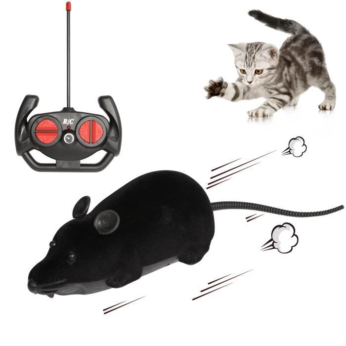 Noir-Télécommande souris jouet pour chat fun flocage Simulation