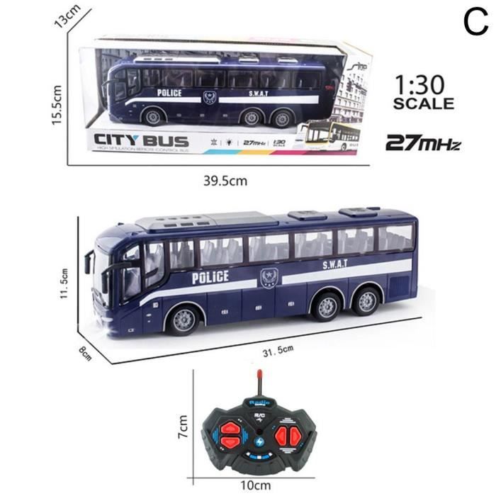 Harilla Bus jouet pour enfants, Bus électrique avec sons et lumières, ornements, prix de classe, véhicule jouet à inertie adapté aux enfants, police Harilla Bus jouet pour enfants, Bus électrique avec sons et lumières, ornements, prix de classe, véhicule jouet à inertie adapté aux enfants, police