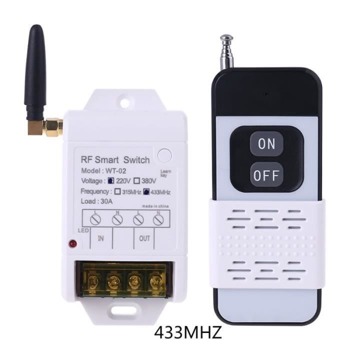 Kit Interrupteur Télécommande Sans Fil 433MHz - 1 Récepteur + 2 émetteurs, 230V, Pour Relais