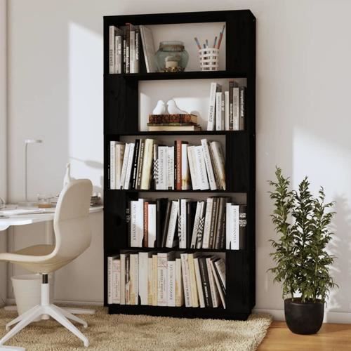 bibliothèque en bois à 5 niveaux-pour chambre ou salon-80 x 25 x 163,5 cm-noir