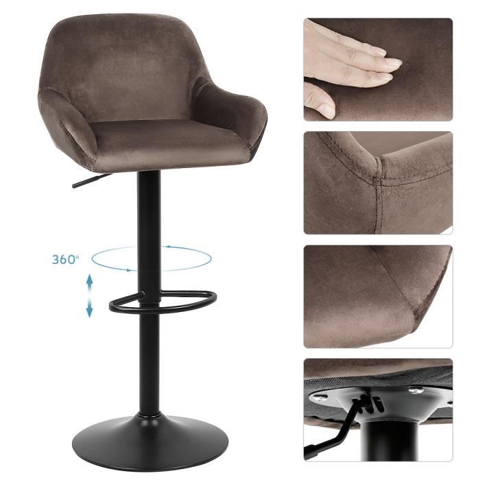 2x Tabourets de bar de bar bistro Tabouret De Bar Tabourets Hauteur Réglable Velours PU #1588 2x Tabourets de bar de bar bistro Tabouret De Bar Tabourets Hauteur Réglable Velours PU #1588