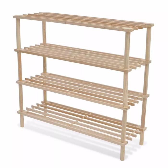 Fihero Etagere A Chaussures 4 Niveaux Bois 2 Pcs Achat Vente