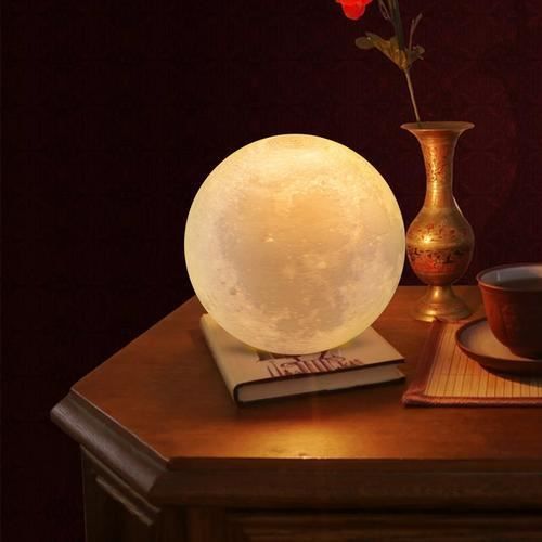10CM 3D Lampe de Lune Cadeau de Noël et Nouvel An Lumière Décor à Maison Bureau Cadeau Créatif 2 Couleur Interrupteur Rechargeable