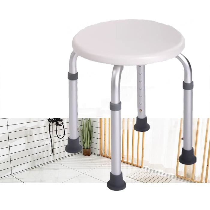 Tabouret De Douche Réglable En Hauteur 33-51 Cm - Siège Antidérapant Avec Poignées - Support 135 Kg - Bleu - 4