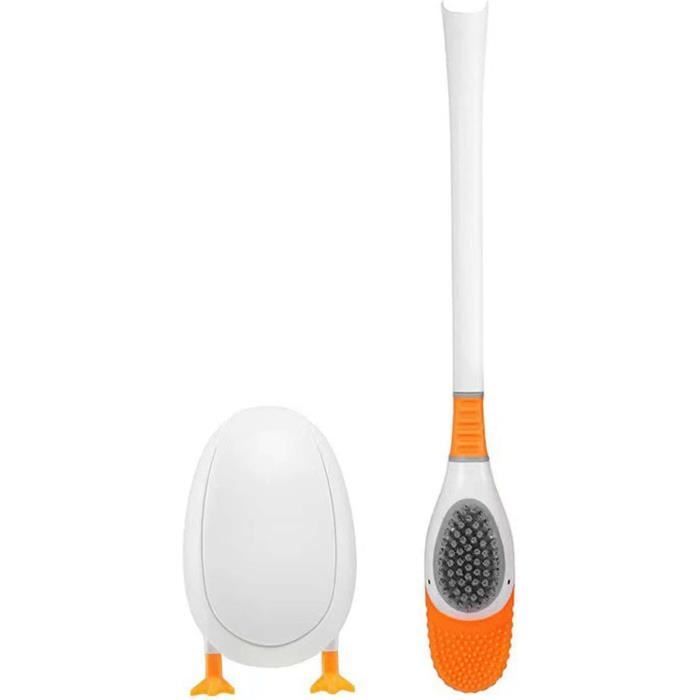 Brosse WC Silicone Avec Support - Tête TPR Anti-goutte - Nettoyage Profond