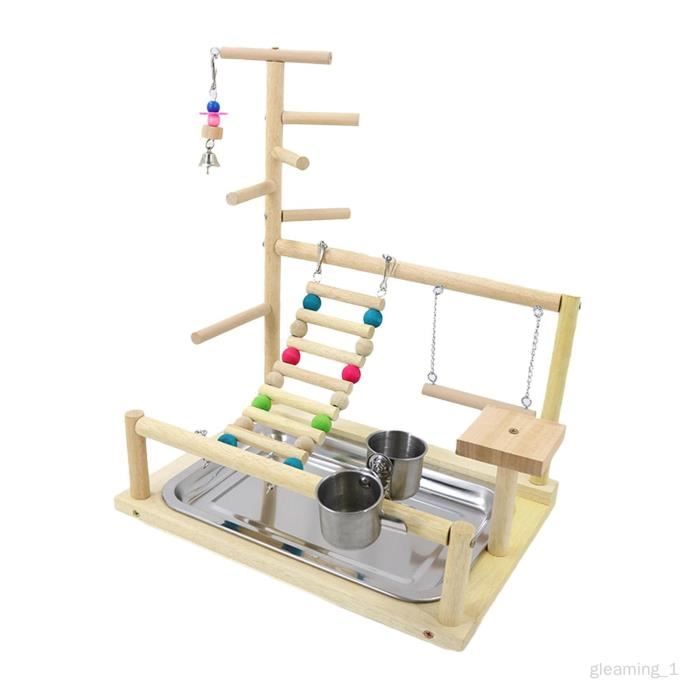 Aire De Jeu Perroquet Bois – Balançoire, échelle, Mangeoire