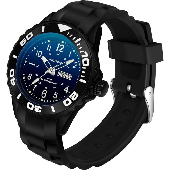 Montre Homme Lige Quartz Analogique/digital étanche 50m - Noire, Multifonctions
