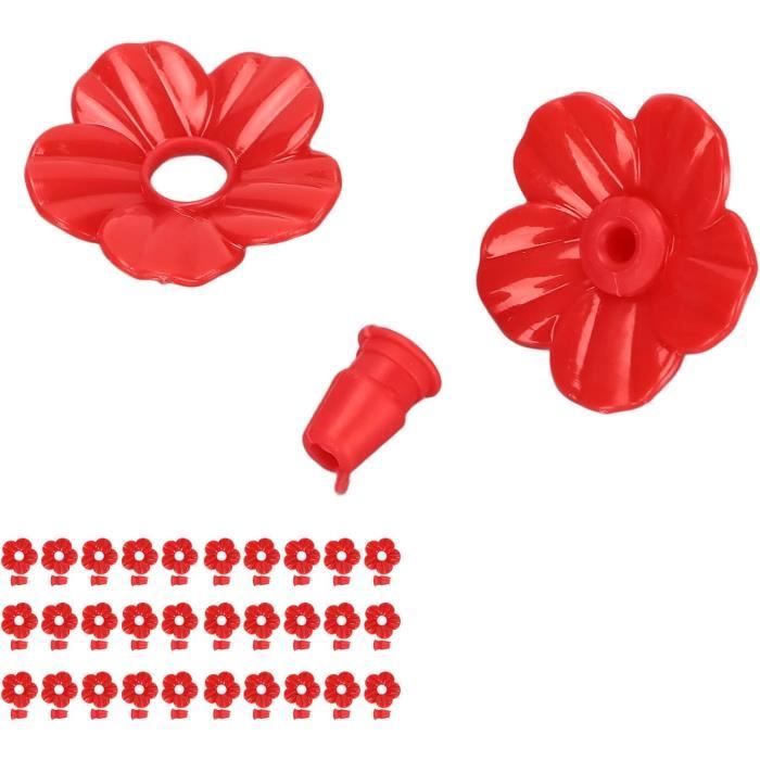 24 Pcs Mangeoires pour Colibris Fleurs de Remplacement Pièces de Rechange pour Mangeoire Suspendue (Rouge