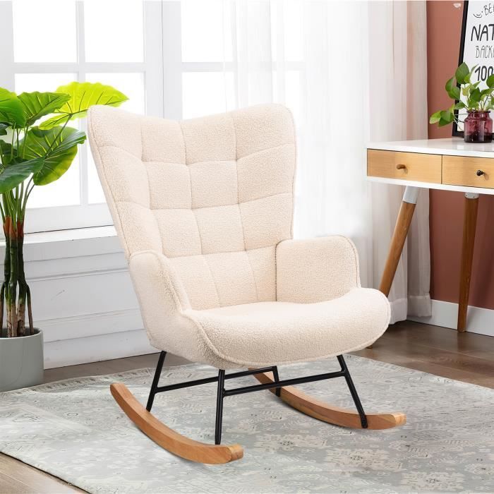 Fauteuil à Bascule Surdimensionné Intérieur/extérieur - Rotin Synthétique - Coussin épais - Charge 150 Kg - 98x98x87 Cm - Noir/Gris