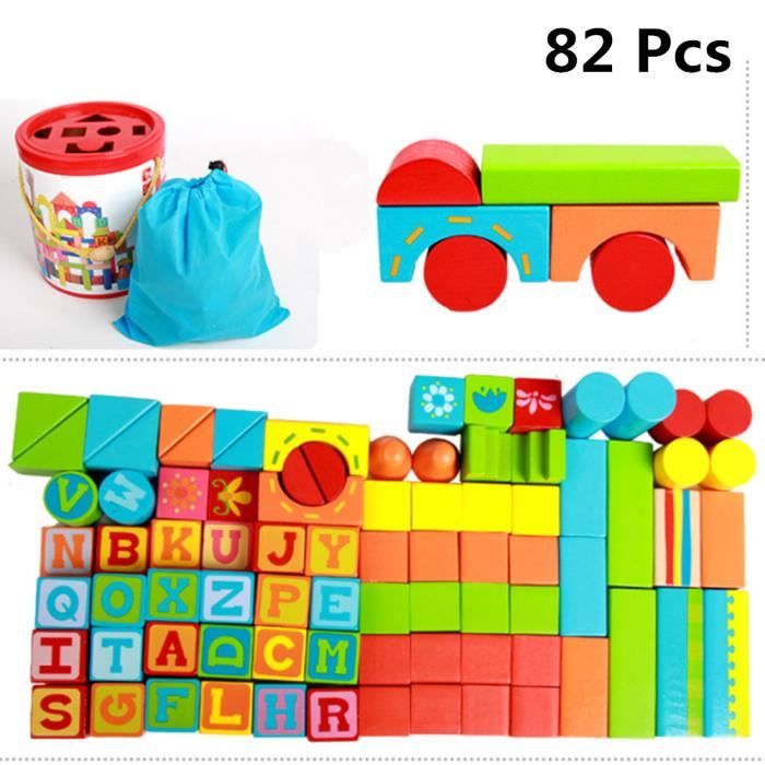 Cubes de Construction en Bois 82 Pièces Achat / Vente cube éveil