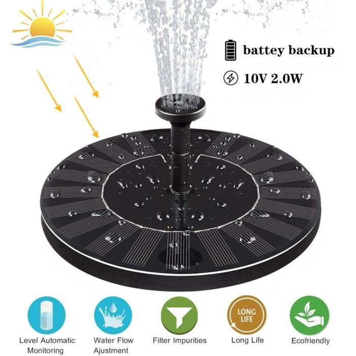 Pompe Submersible Solaire 10V EMEBAY - Jusqu'à 100cm De Hauteur D'eau, Batterie Intégrée, Pour Fontaine, Bassin, Piscine, étang - 5