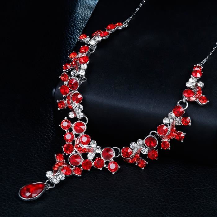 Parure De Bijoux Vintage Femme - Collier & Boucles D'oreilles Strass Et Perles Synthétiques - 12