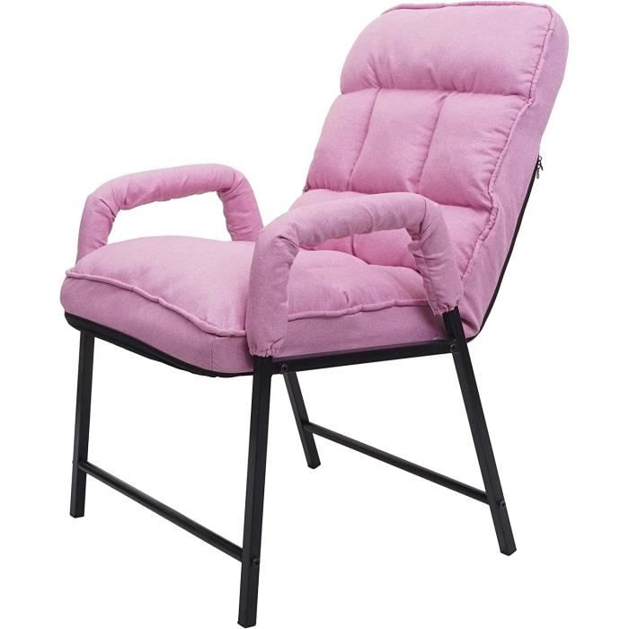 chaise fauteuil lounge rembourree dossier inclinable 160 kg metal reglable en tissu/te par tile rose
