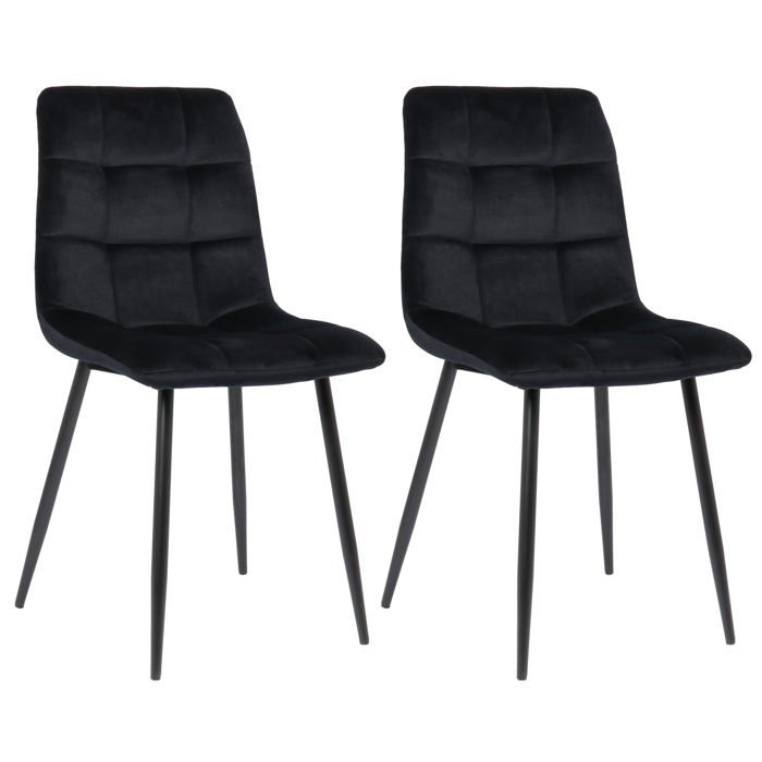 Chaises Salle à Manger Velours Lexi – Lot De 2, Pieds Métal Noir, 9 Couleurs, Poids Max 150 Kg