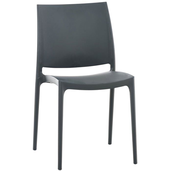 Chaise de jardin en plastique gris fonce design simple empilable 10_0000022