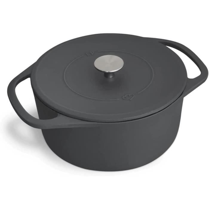 Cocotte en Fonte Induction, Clara Misty Cliff, rond, 24cm, 4l A70 Cdiscount Maison