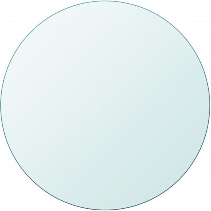 Plateau de table ronde en verre trempé - Transparent - Diamètre 400mm