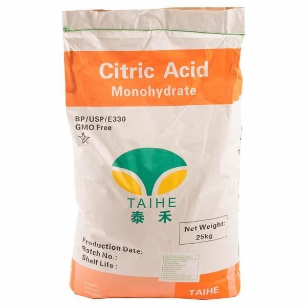 fine BP/FCC Qualité alimentaire OGM gratuit Acide citrique Sac de 25 kg 100% Anhydre 