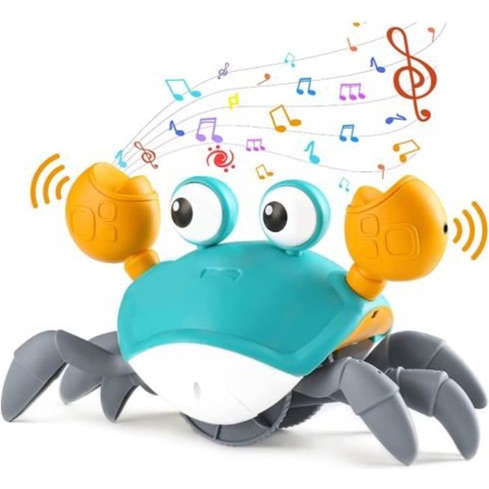 Bébé Jouet de Crabe Rampant Ont de la Musique et des Lumières LED, l’Interaction des Tout-Petits avec la Détection Automatique pour