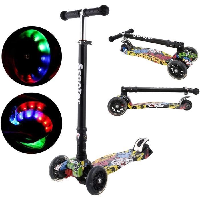 Trottinette réglable à LED 3 roues - Spécialiste des plus grandes