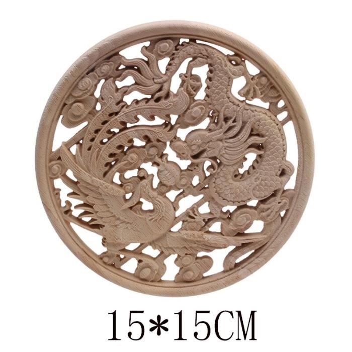 Appliques De Sculpture Sur Bois Pour Meubles - Lot De 4 Pièces Carrées (6x6 Cm) - Motifs Fleurs, Style Vintage