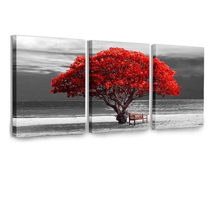 Triptyque Tableau Décoration Murale Salon Feuilles Dorées Impression