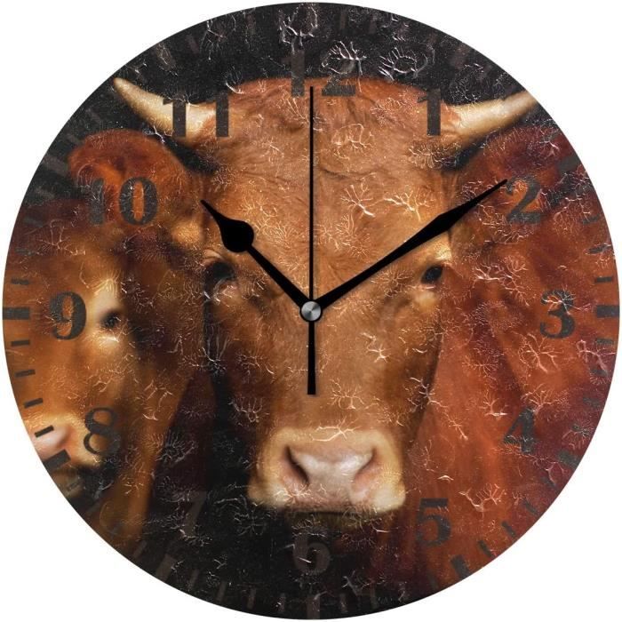 Horloge Murale Cheval En Fibre De Bois - 30x30cm, Silencieuse, Sans Tic-tac, Pile - 5
