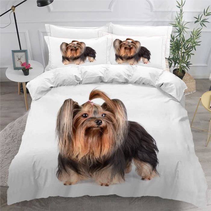 Housse de Couette Yorkshire Terrier Motif avec 2 taies d'oreiller 220x240cm[802] Cdiscount Maison