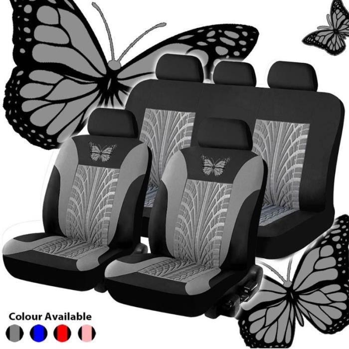 Gris clair -Ensemble de housses de siège universelles pour voiture, 9 pièces, protecteur de siège Auto à motif papillon, Q9QD