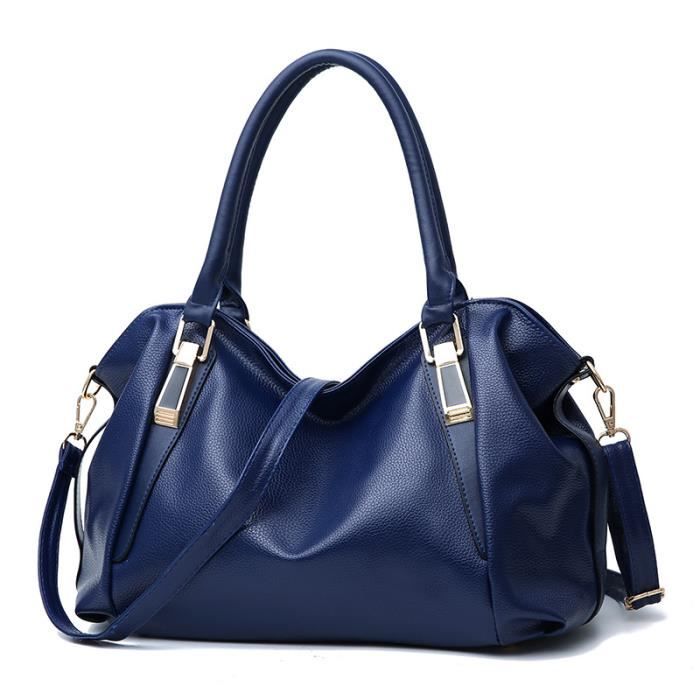 POSSOBAG Sac Bandoulière Femme Élégant Cuir PU Grande Capacité - Bleu Avec Ornements Mignons, Idéal Travail & Voyage