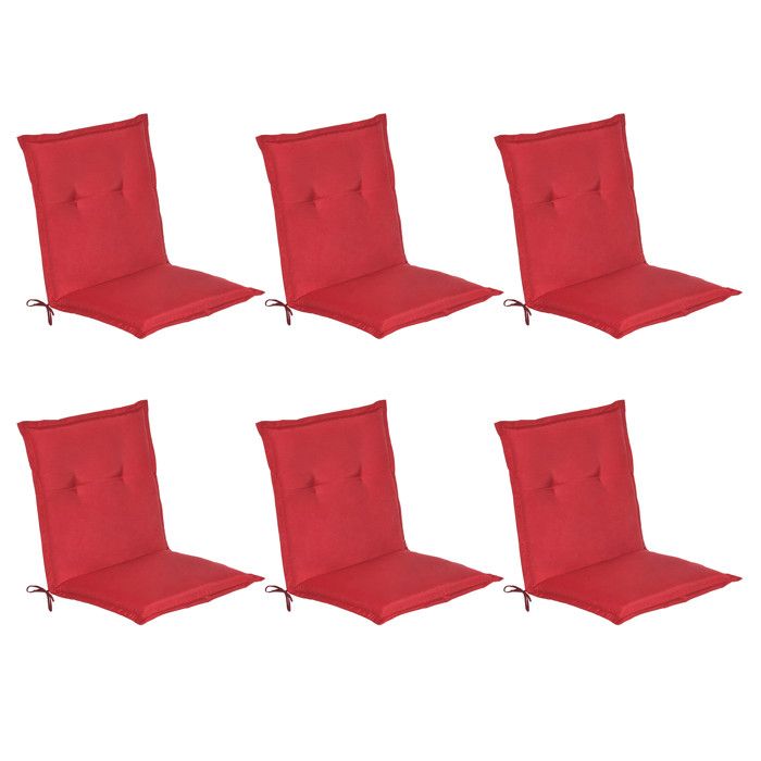 Lot de 6 coussins à bas dossier pour chaise de jardin Loft NL 100x50x6cm rouge Lot de 6 coussins à bas dossier pour chaise de jardin Loft NL 100x50x6cm rouge