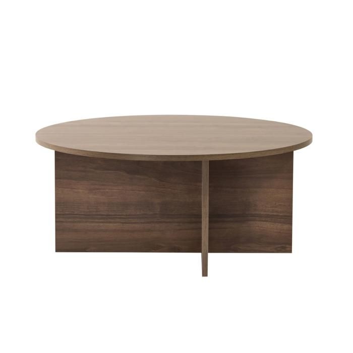 CALICOSY - Table basse avec plateau arrondi L90 cm - SOLEIL - Noyer