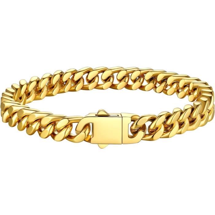 Bracelet Homme En Pierres Naturelles - Lave & Obsidienne - Style Bohème Avec Chaîne Cubaine - Cadeau Personnalisé