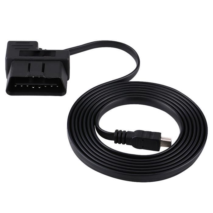 Cikonielf Câble USB OBD2 180cm voiture OBD-II OBD2 EOBD 16pin adaptateur d'extension de diagnostic vers mini câble USB