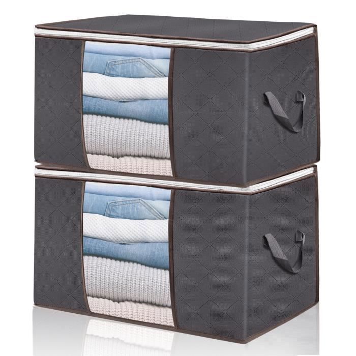Lot De 2 Bacs De Rangement Pliables Pour Draps - Grands Formats (King Size) - Avec Étiquettes Et Fenêtres Transparentes