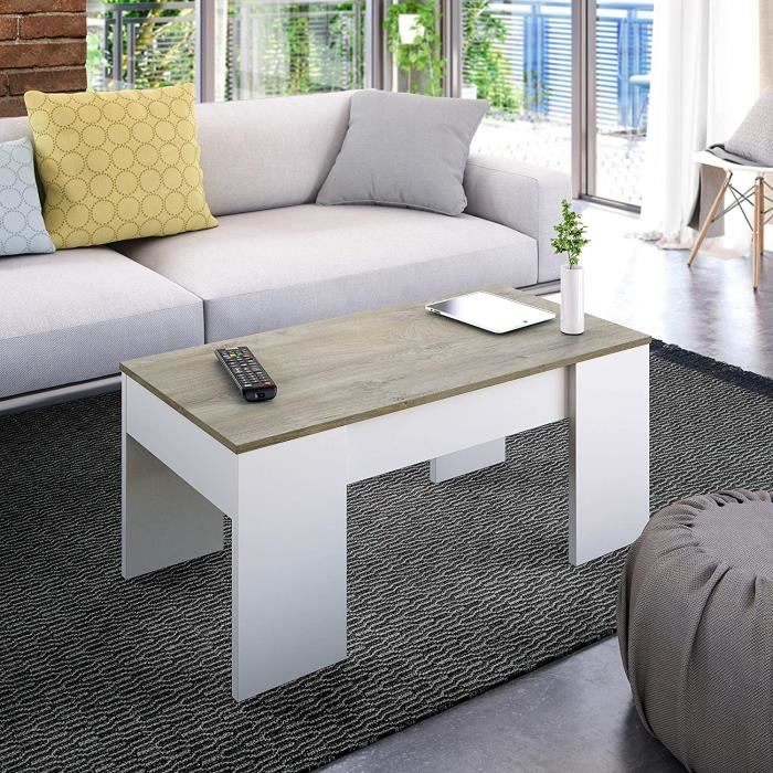 Table basse relevable avec 1 tiroir et 1 niche - 100 x 50 x 55/70.5 cm - LEDs - Panneaux de particules - Noir brillant | Leroy Merlin Table basse relevable avec 1 tiroir et 1 niche - 100 x 50 x 55/70.5 cm - LEDs - Panneaux de particules - Noir brillant | Leroy Merlin