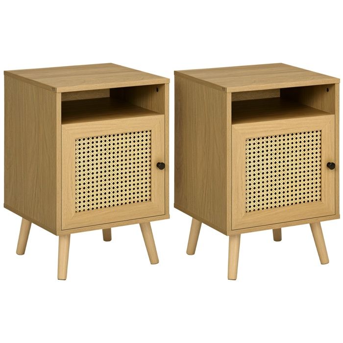 HOMCOM - Table de chevet - Panneaux de particules - 39x35x60cm - Bois naturel