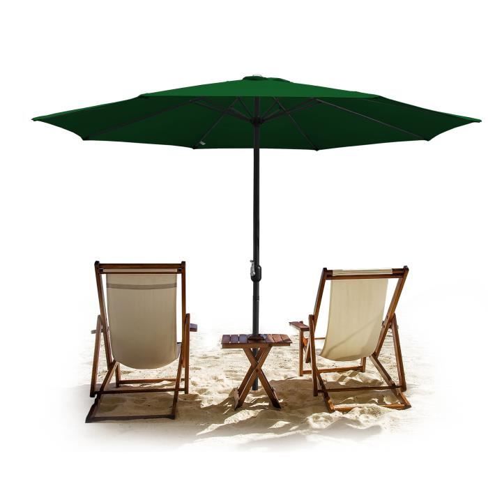 Ikodm Parasol 350 cm - parasol jardin, Mât central de parasol, Parasol de cour Vert PARASOL
