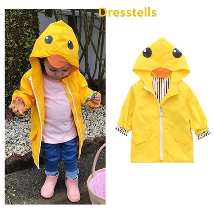 Dresstells Veste Enfant Fille Garcon Softshell Capuche Coupe Vent Imprimee Enfant Manteau A Capuche Mignon Jacket Fashion Bebe Jaune Cdiscount Pret A Porter