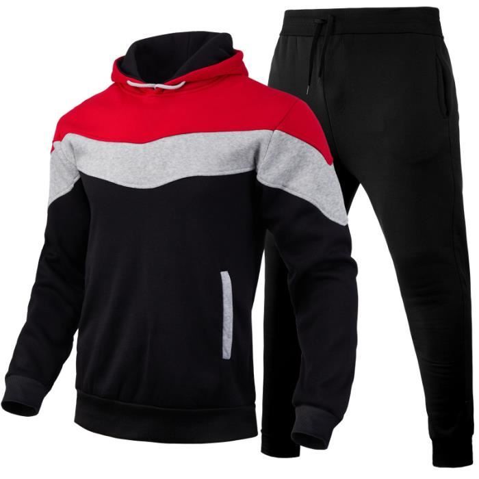 Survêtement Homme 2 Pièces Avec Fermeture éclair - Sweat à Capuche Et Pantalon De Sport
