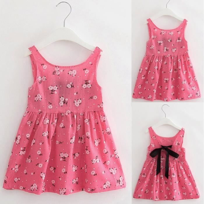 Petite Fille Robe Princesse D Ete Enfant Bebe Fete Mariage Robe Sans Manches Rouge Cdiscount Pret A Porter