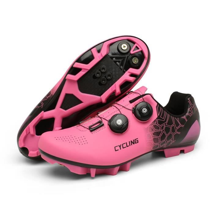 Chaussures de VTT pour hommes et femmes Rose Leger et resistant a l usure