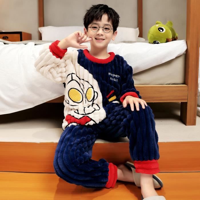Pyjama polaire garçon pyjama épaissi d'hiver pour enfants Dessin animé  beaux et mignons vêtements de maison