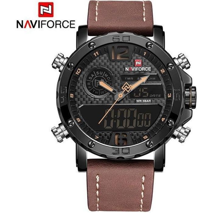Montres homme NAVIFORCE Bracelet en cuir de luxe Analogique