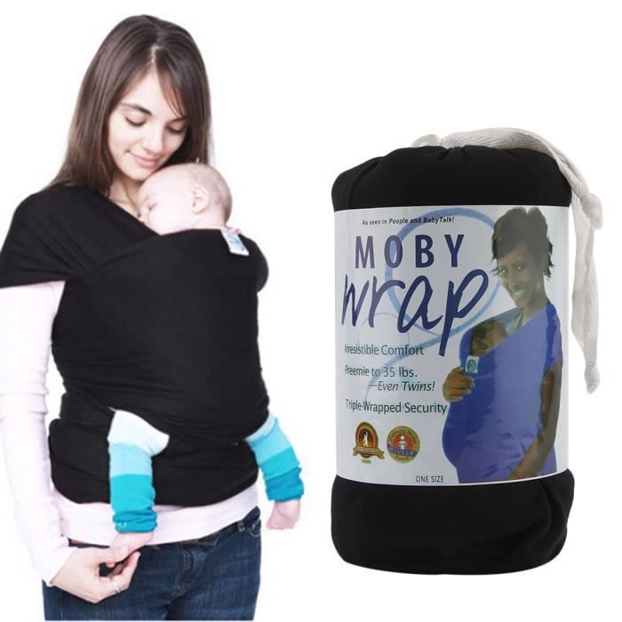 Echarpe Protege De Bebe Porte Bebe En Tissu Elastique Pour Nouveau Ne Noir Achat Vente Echarpe De Portage Cdiscount