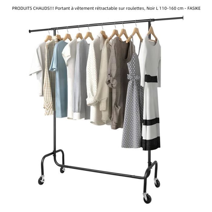 Tringle à Vêtements Extensible Réglable Noire Pour Armoire - Cintre En Métal - Capacité De Charge De 25 Kg - 450 Mm