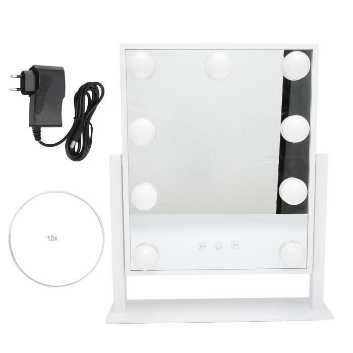 Tbest Miroir à LED 1pc Tri-face pliable 8 lumières de luminosité LED Table  de bureau maquillage cosmétique miroir (noir) - Cdiscount Au quotidien